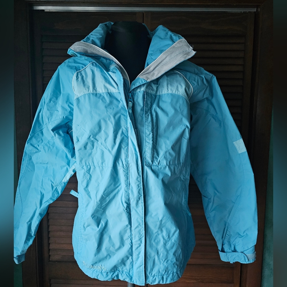 Columbia Full Zip Highly Water Resistant Blue Hooded All Weather Womens Size Med